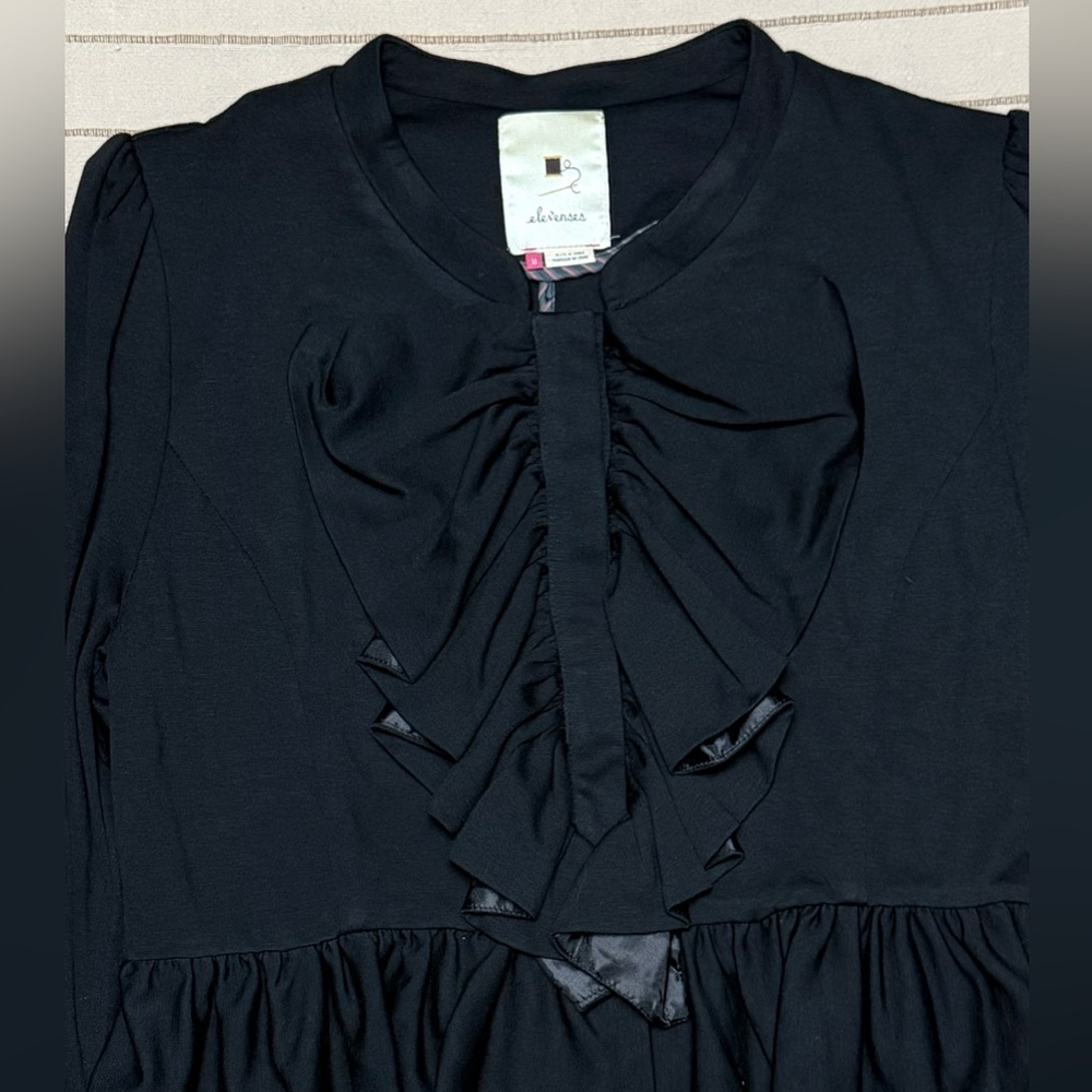 romantic goth dark academia coquette city chic Elevenses bow peplum jacket M - Picture 2 of 3
